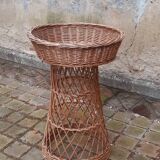 Vintage 50s planter on rattan stand
