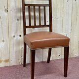 Suite of 12 English chairs nineteenth in mahogany and imitation leather