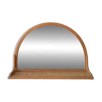 Miroir tablette vintage en rotin