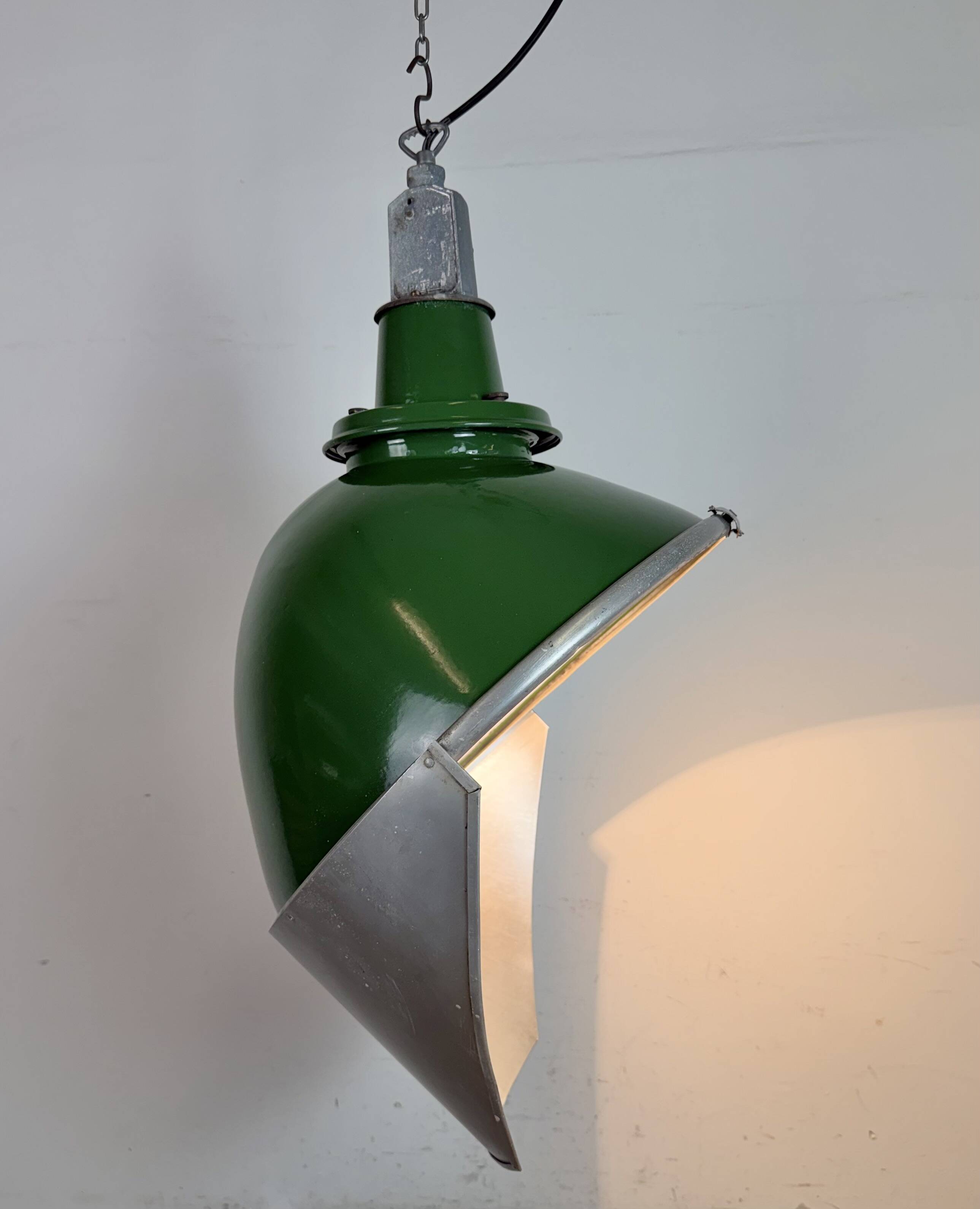 Large Industrial Green Enamel Factory Pendant Lamp from Benjamin, 1960s