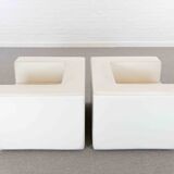 Pair of vintage Throw Away Armchairs by Willie Landels for Zanotta, white Vinyl