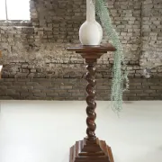 Antique oak barley twist pedestal / plant stand – 109 cm height