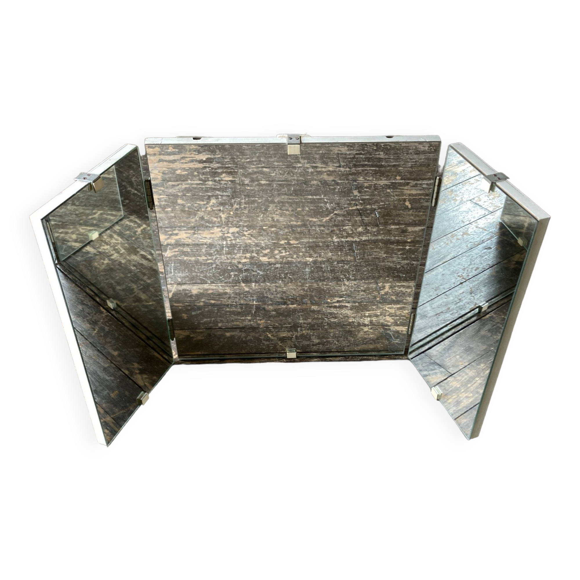 Wooden wallet triptych bathroom mirror 78cm x 38cm