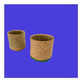 Pair of small rattan pot baskets