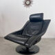 Ancien fauteuil cuir noir « move » design takashi okamura & erik marquardsen pour nelo années 1970 scandinave