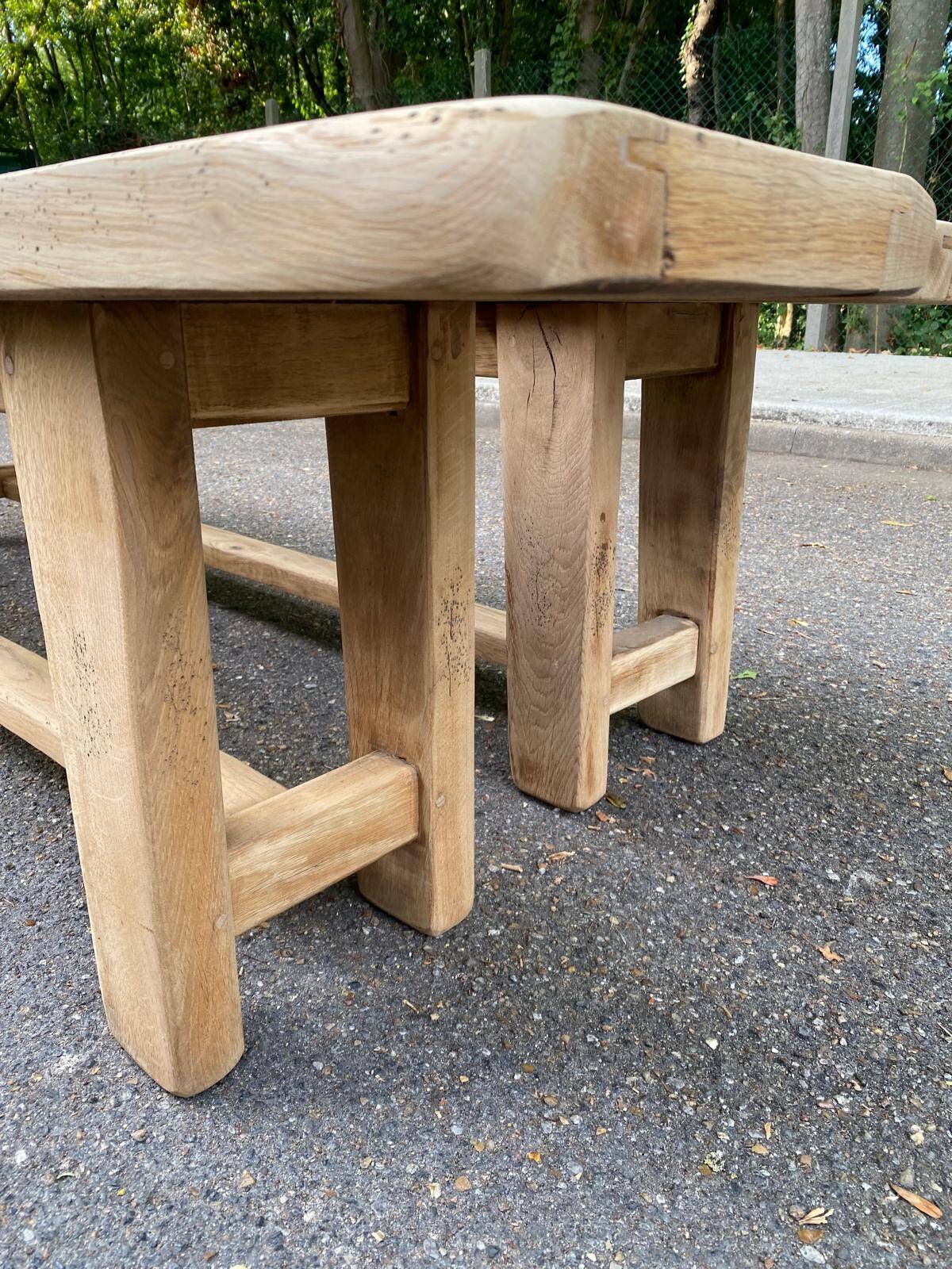 2 stripped farmhouse benches in solid oak 1950 200cm