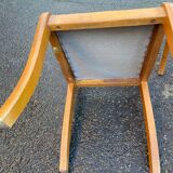 4 solid wood and brown velvet suede chairs in the Louis Philippe style.