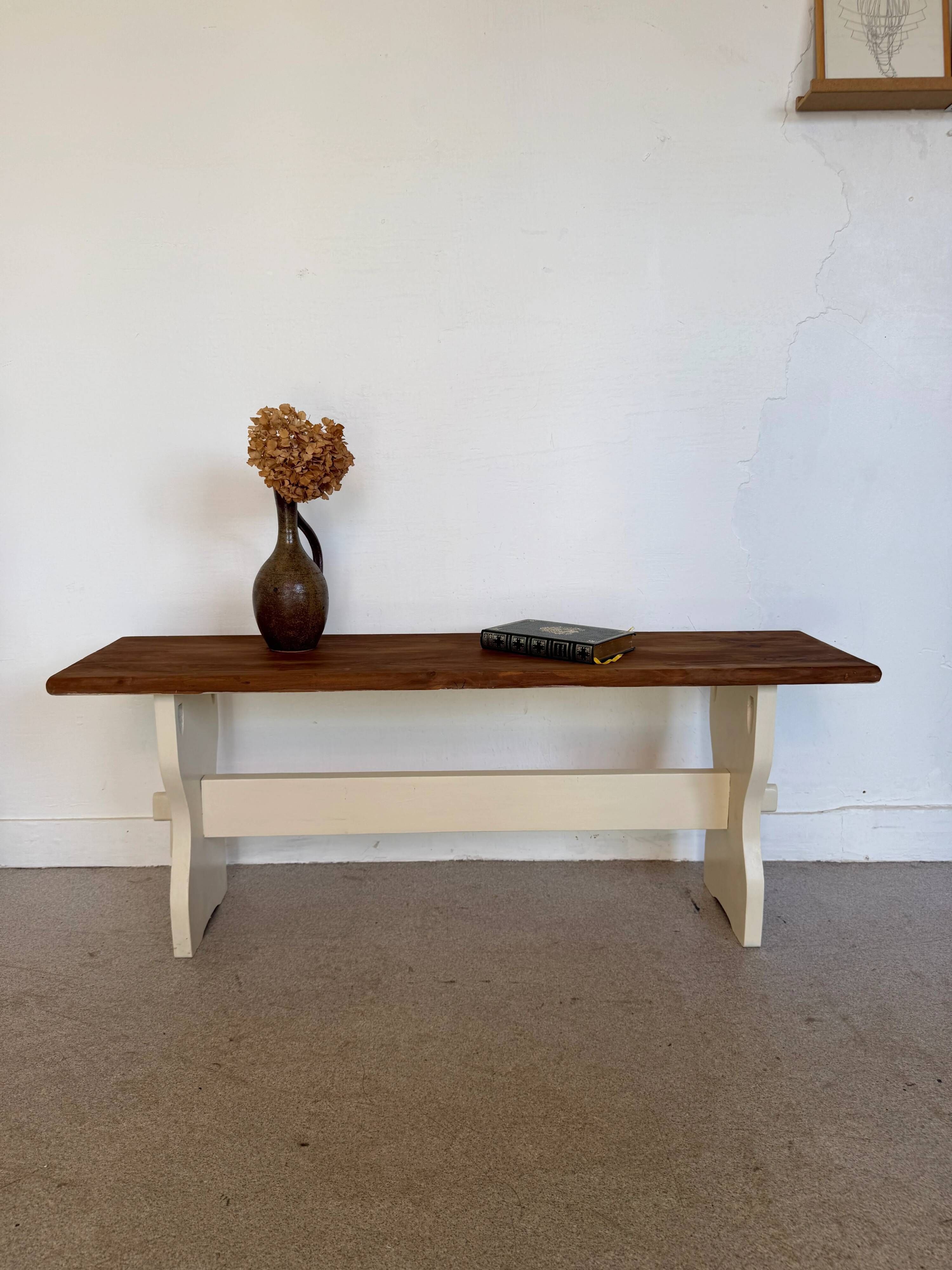 Vintage farmhouse bench made of solid wood