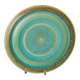 Large vintage studio ceramic bowl XL - organic shape - graduated turquoise green glaze - Denmark 1970s