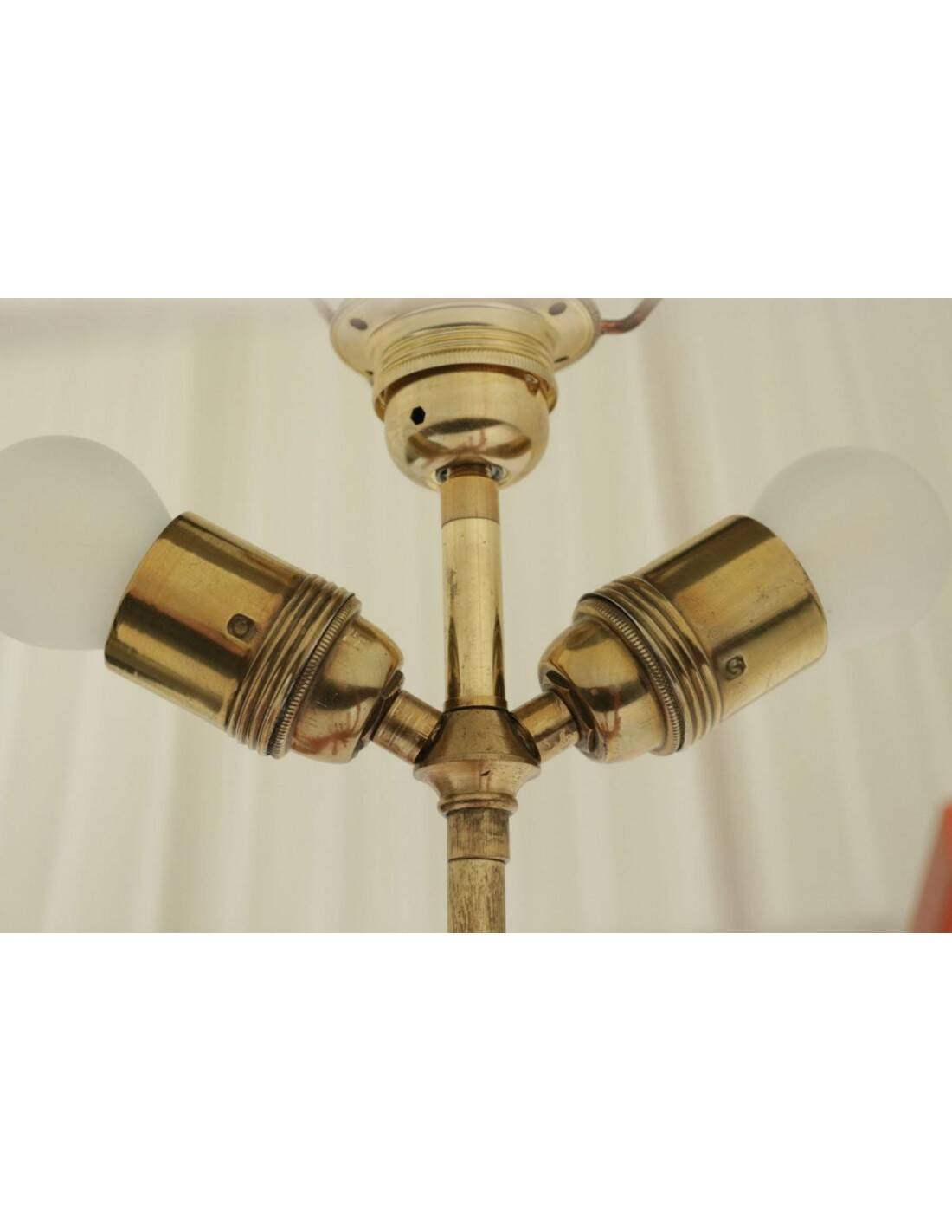 Orange lacquered metal lamp, marble base, 1970.