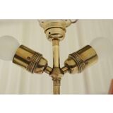 Orange lacquered metal lamp, marble base, 1970.