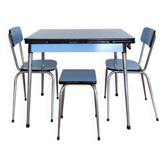Formica table with chairs and stool