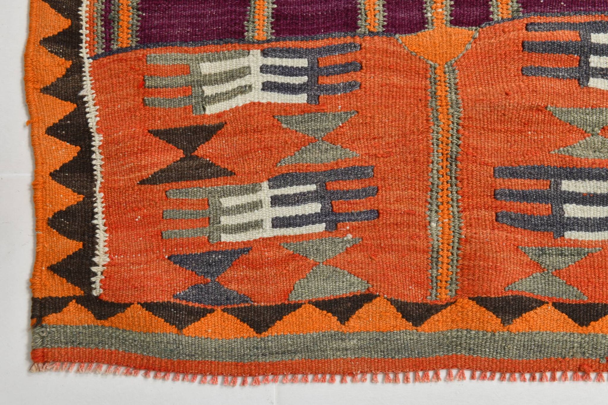 4x12 Kilim Multicolor Rare Size Pattern Kilim Rug, 113x364Cm