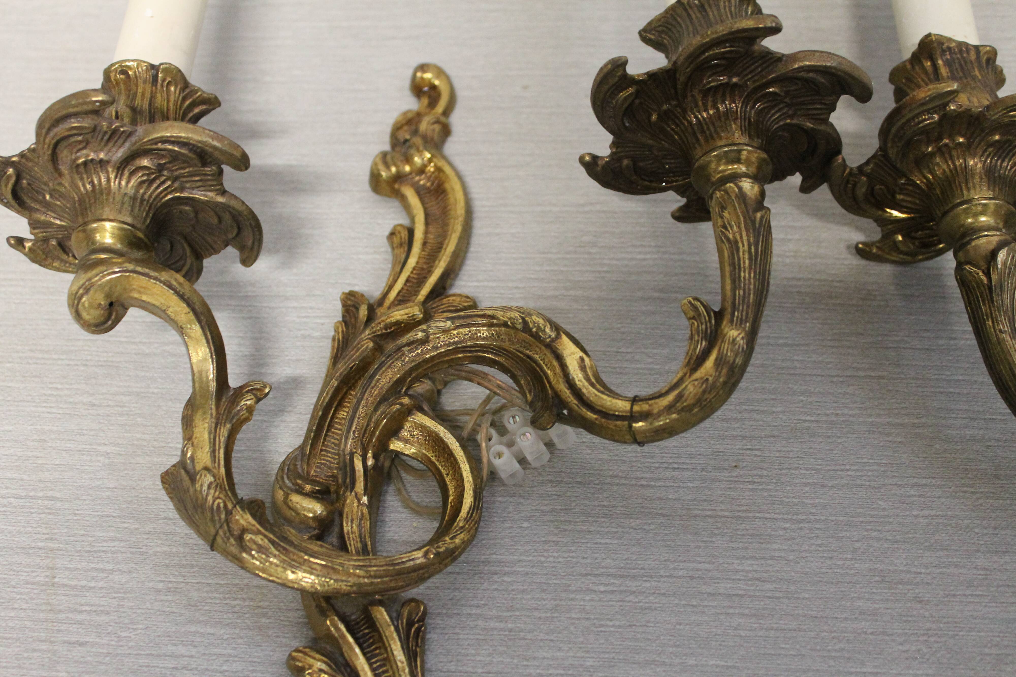 Pair of Louis XV style gilded bronze appliques