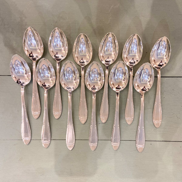 Series of 12 Art Deco table spoons in silver metal