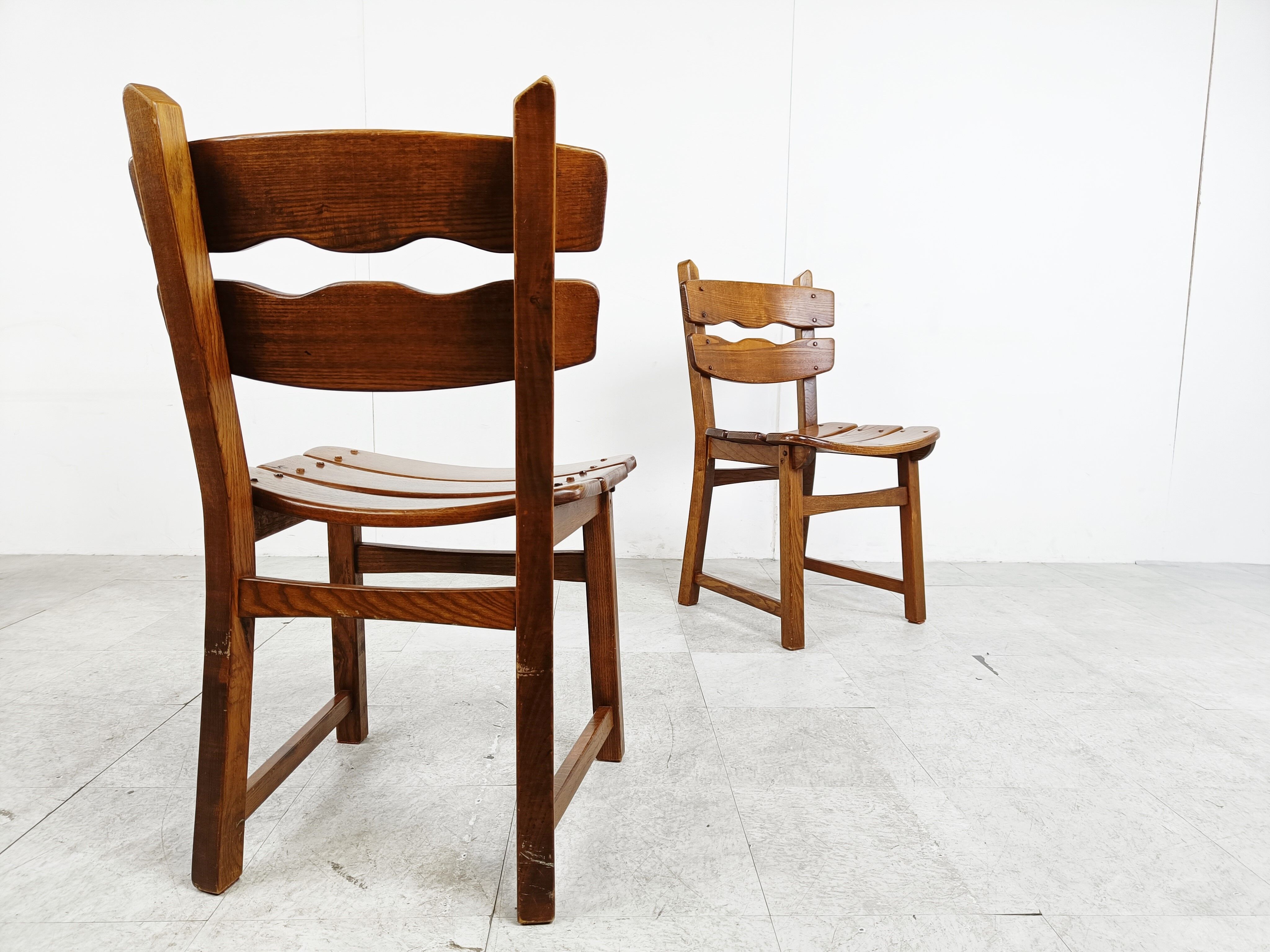 Vintage brutalist dining chairs, set of 4 - 1960s
