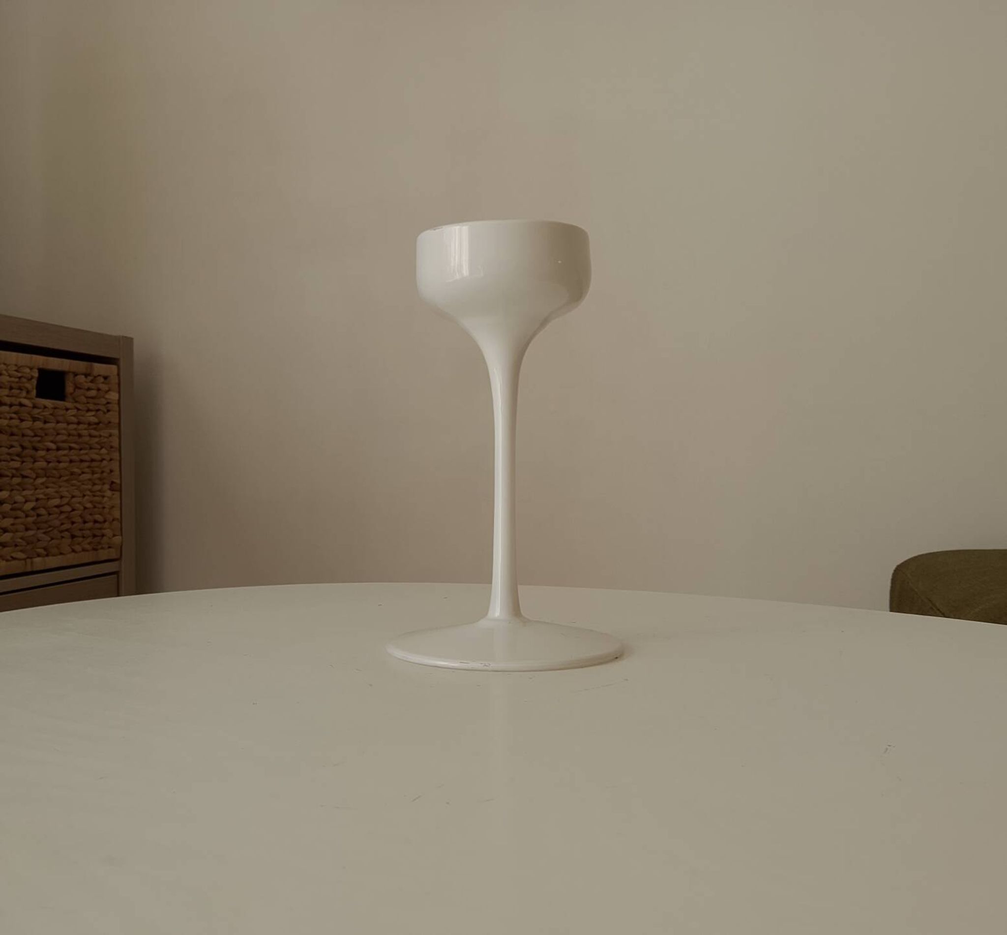 Vintage Scandinavian Ikea candlestick in Opaline.