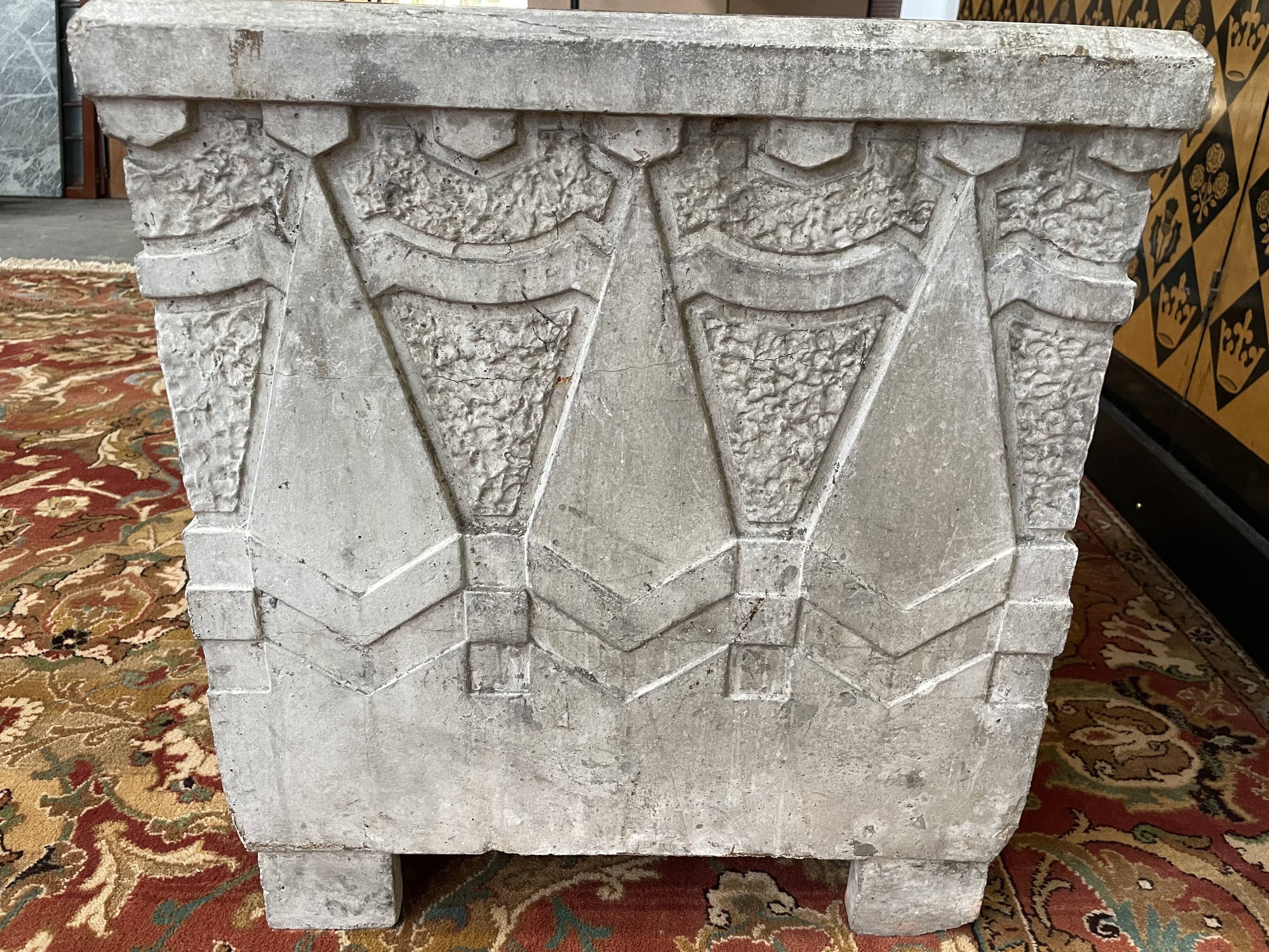 Art Deco period cement cache-pot signed "Louis Lonati Dijon"