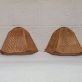 Pair of wicker wall lamps