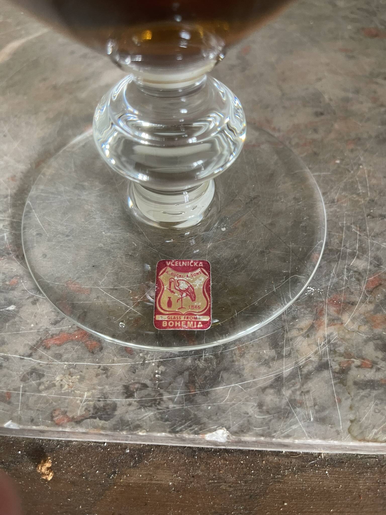 Vintage Bohemian Crystal Pitcher Jug Vcelnicka Orange Smoke