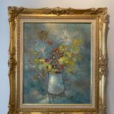 Old painting, still life with wild flowers signed Massard XX century