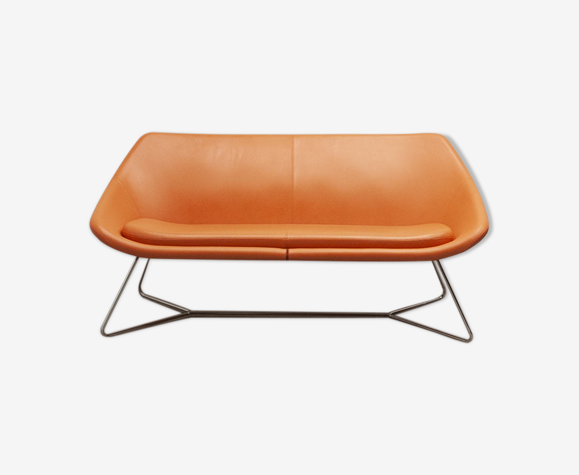 Allermuir open sofa in orange leather