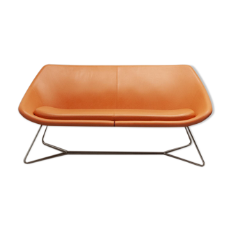 Allermuir open sofa in orange leather