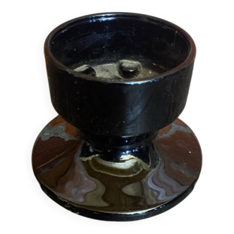 Vintage 1970s black opaline space age candle holder