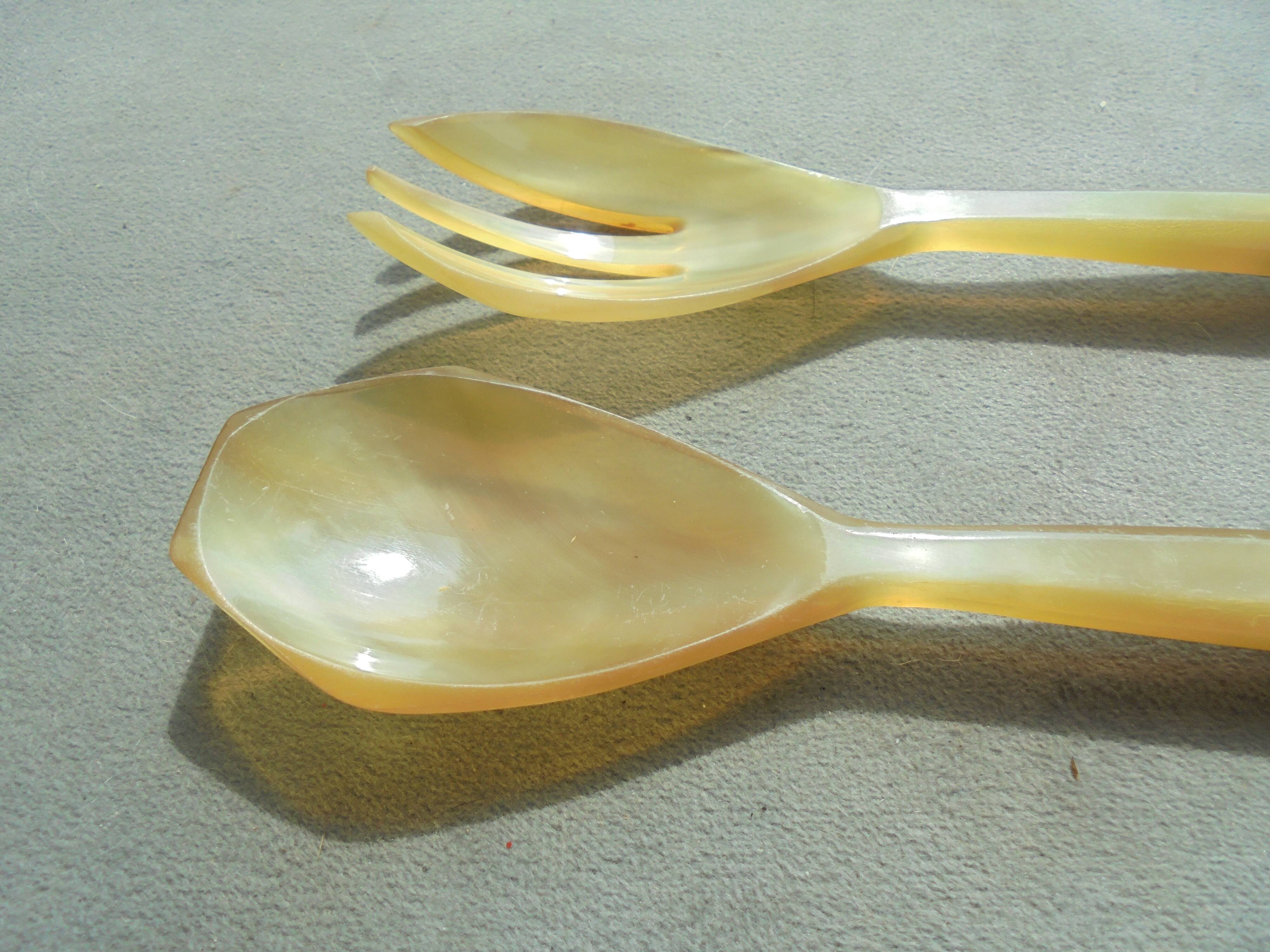 Art deco horn salad servers