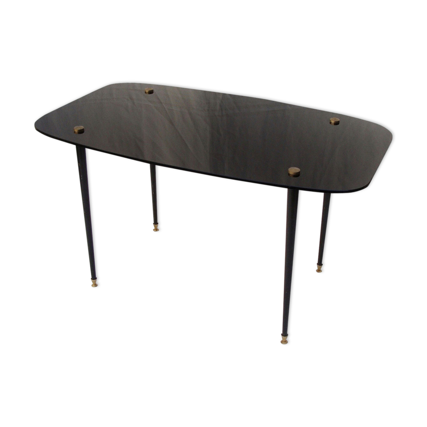 Black glass coffee table 1950