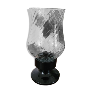 Bougeoir en verre base noire