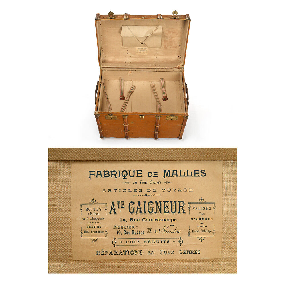 Wooden trunk with brass handles and handles