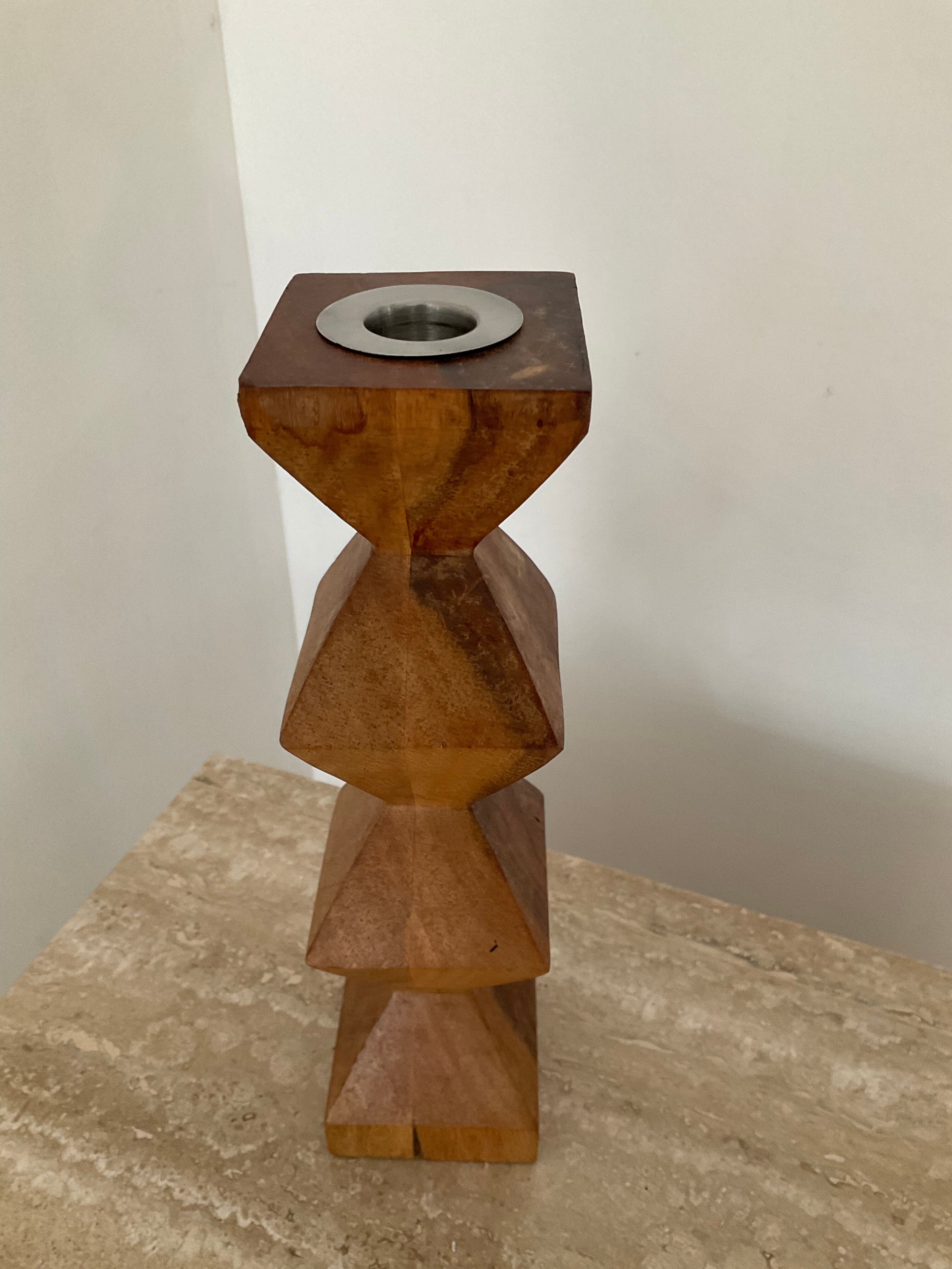 Scandinavian wooden candle holder 70s