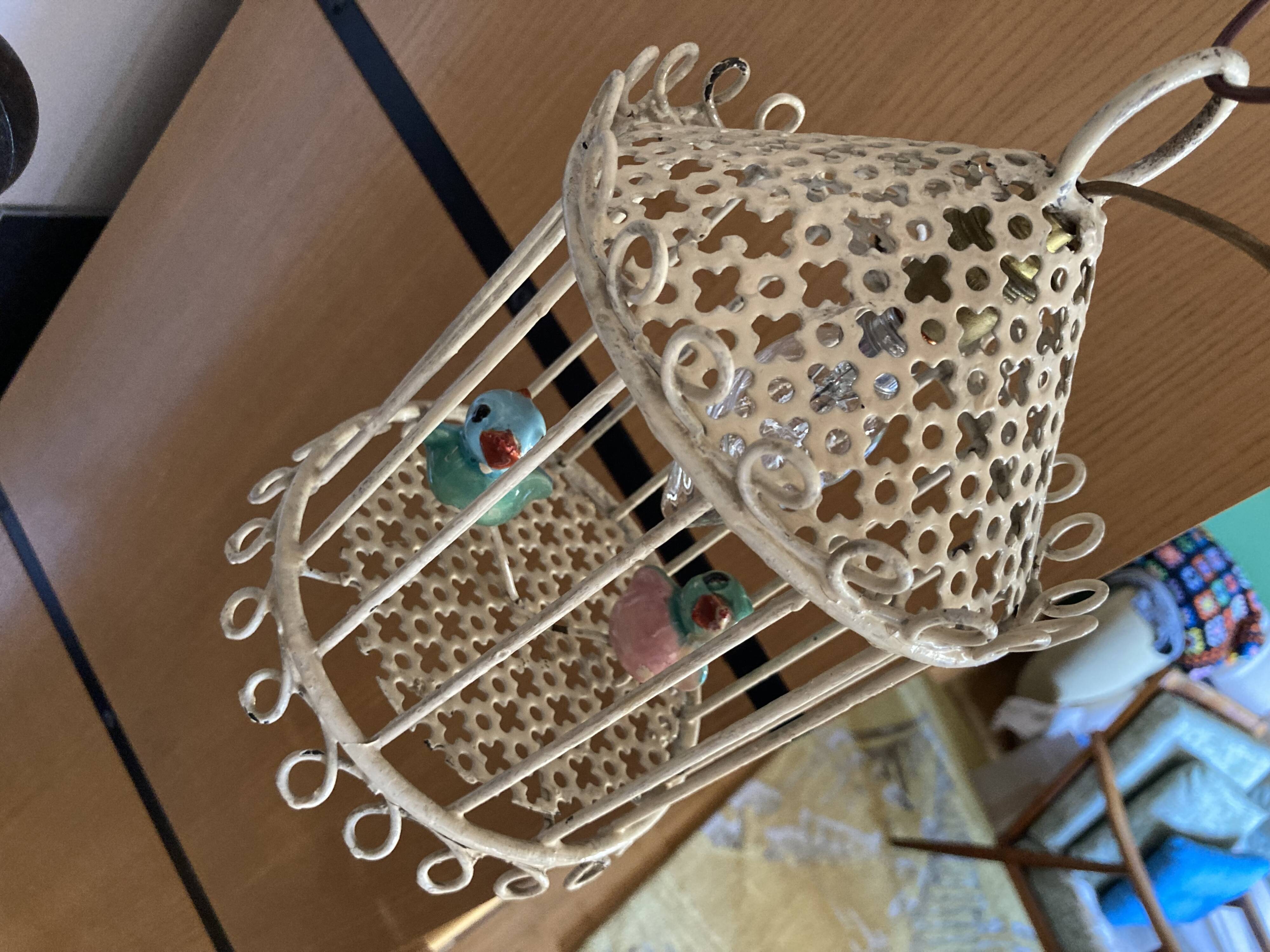 Bird cage lamp in vintage ceramics 50 years