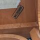 Set of 4 light wood bistro chairs stamped Baumann and Thonet.