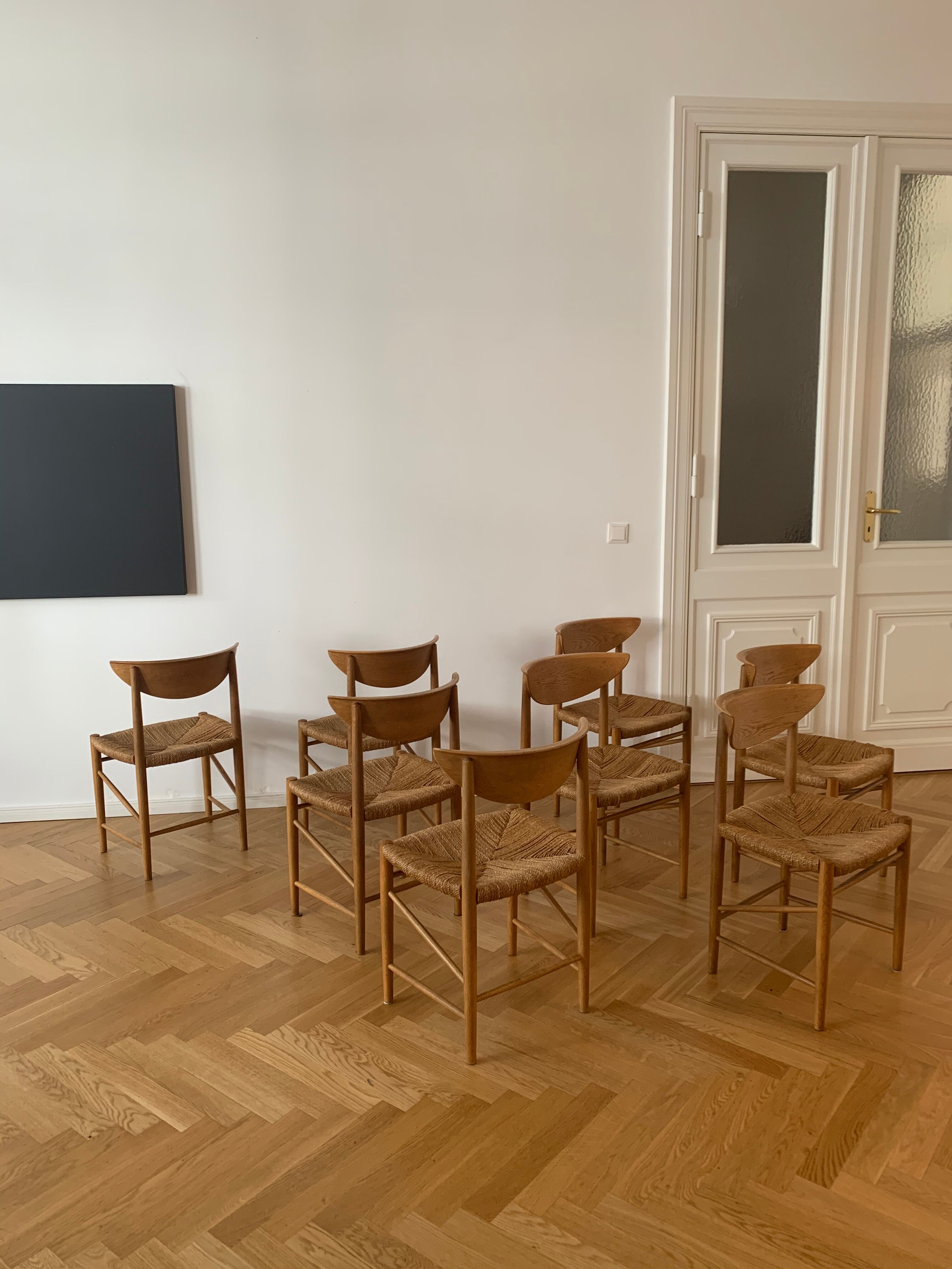 Set of 8 oak dining chairs model 316 by Peter Hvidt & Orla Mølgaard Nielsen for Søborg Mobler
