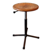 Workshop stool in wood and metal vintage industrial style 60s