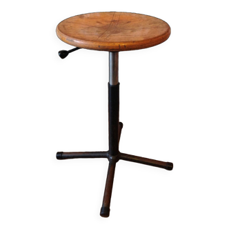 Workshop stool in wood and metal vintage industrial style 60s