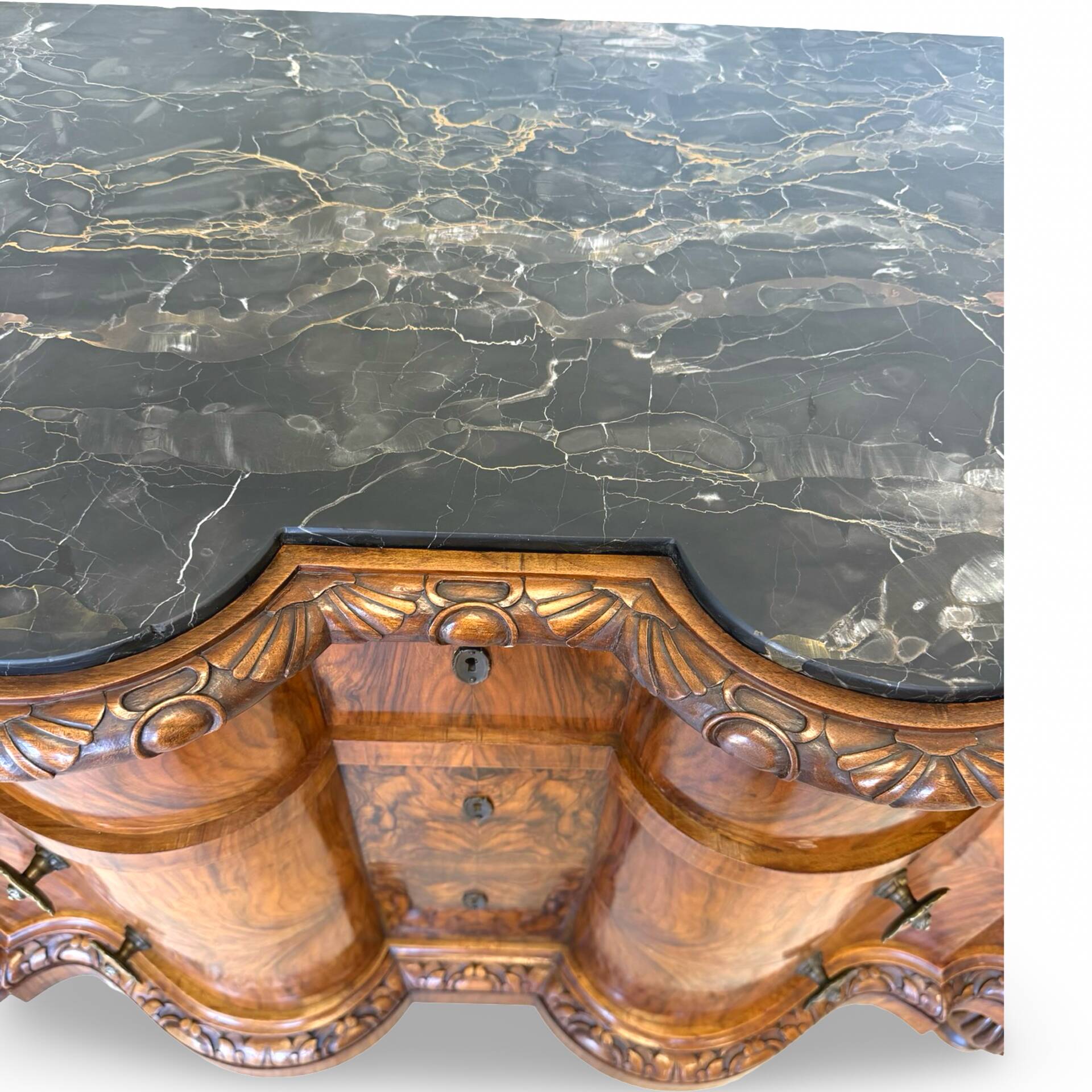antique walnut serpentine commode