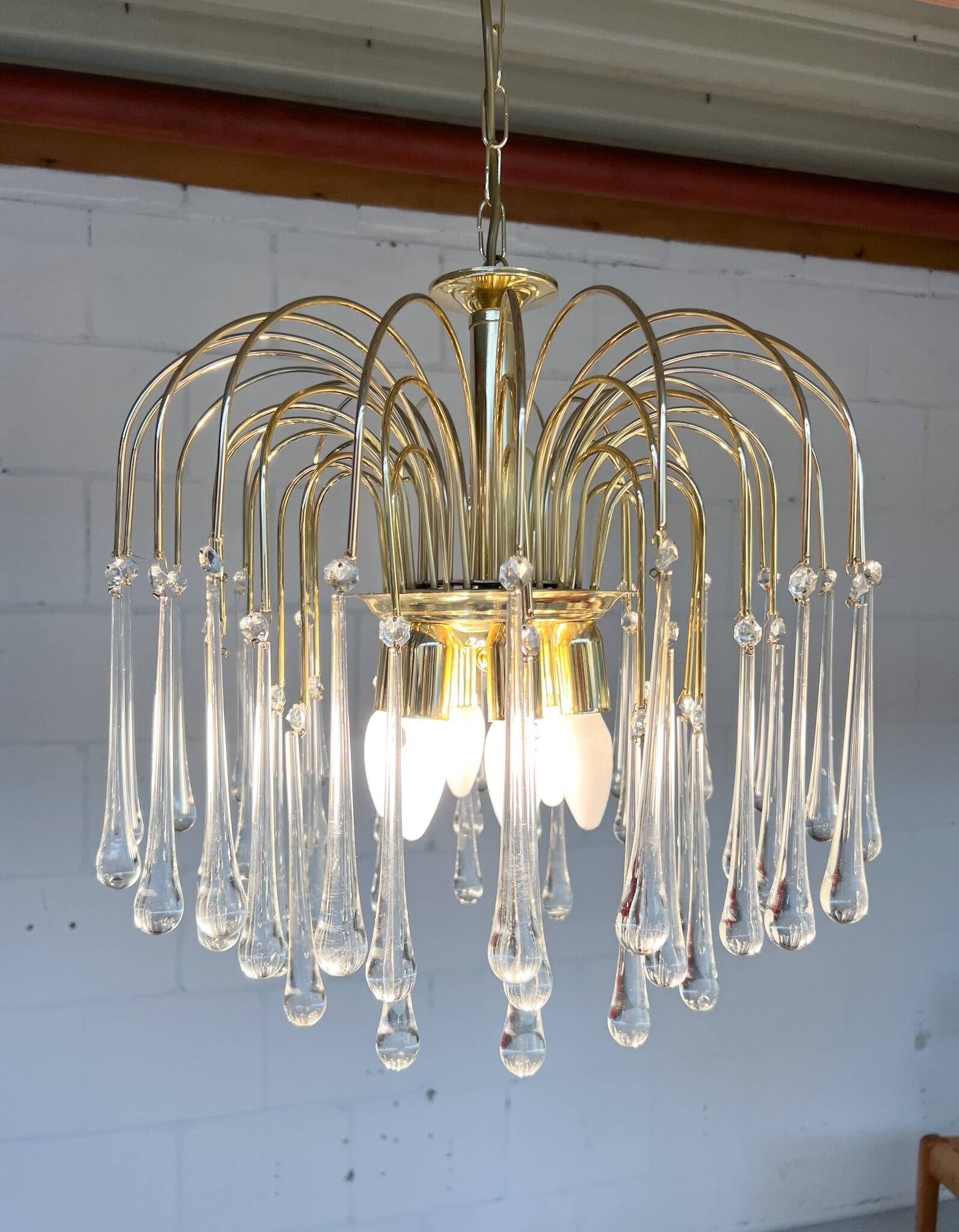 XL waterfall chandelier of Murano glass, 1970s