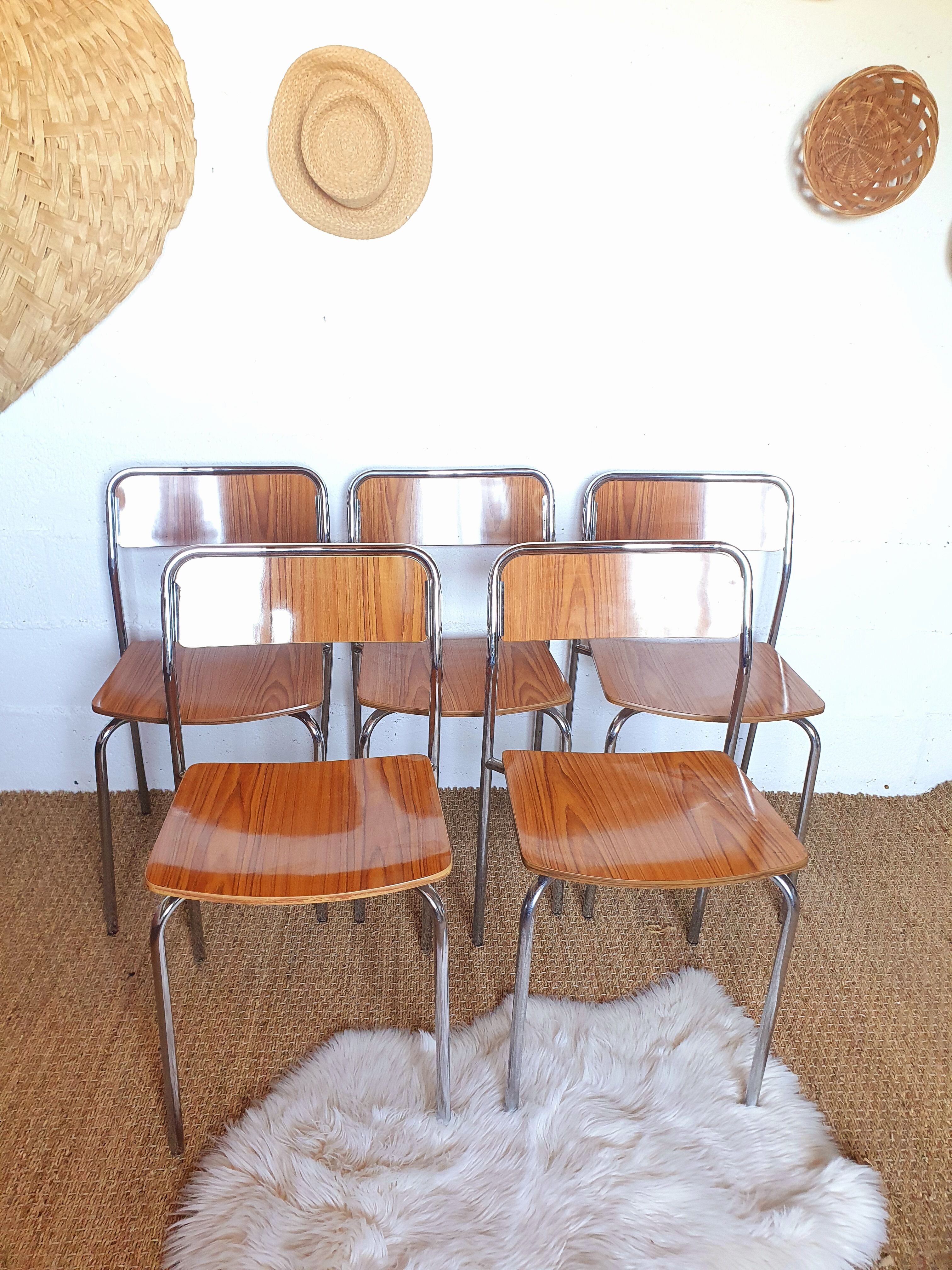 5 Marbled brown formica chairs
