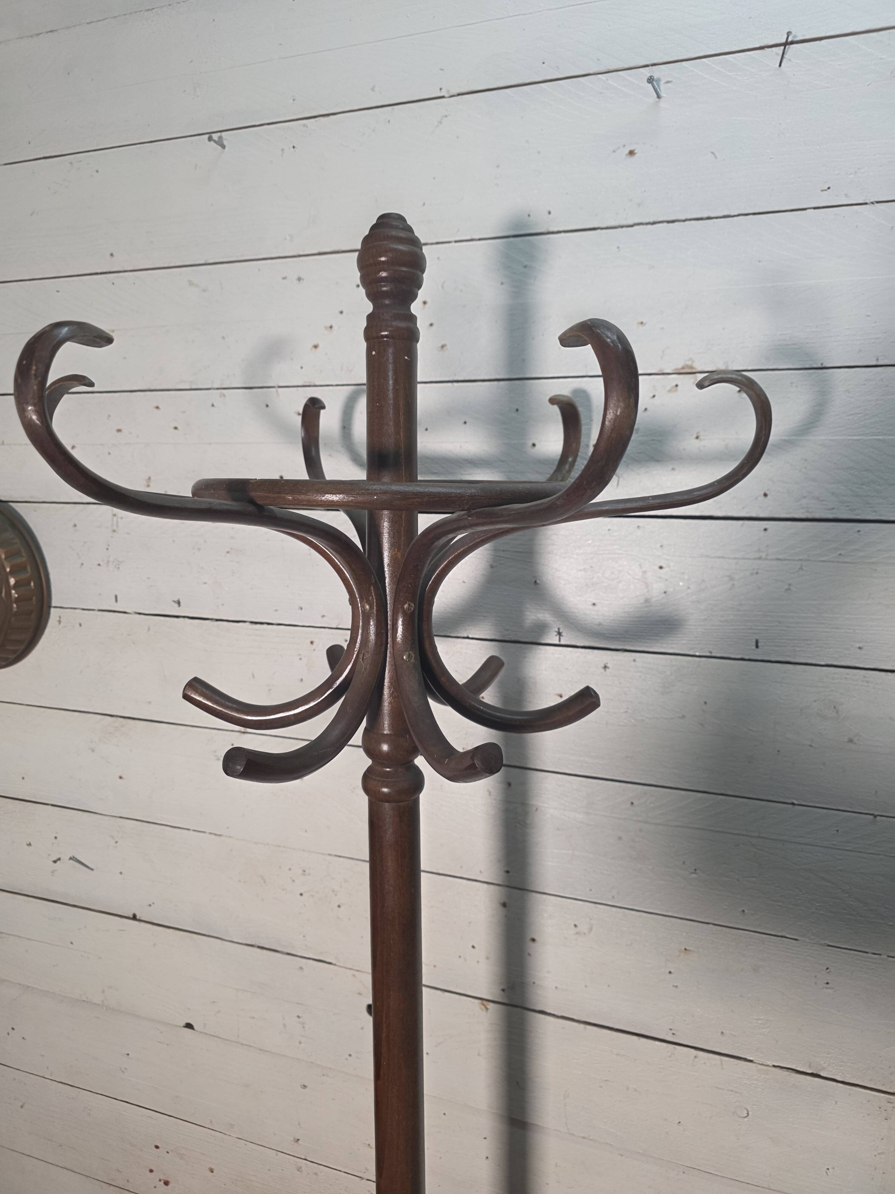 Perroquet ancien en bois courbé + porte parapluie