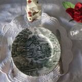 Suite of 6 retro plates vintage green absinthe