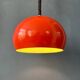 Large vintage red metal pendant light in Space Age style