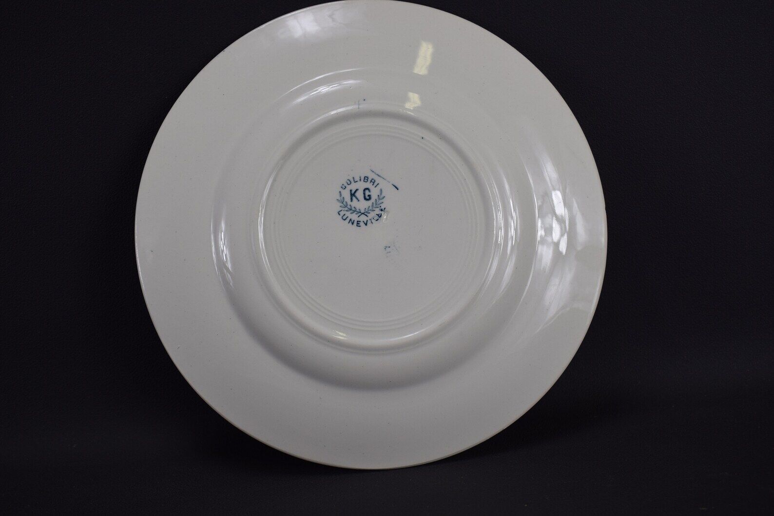 Plate colibri luneville in faience white and blue
