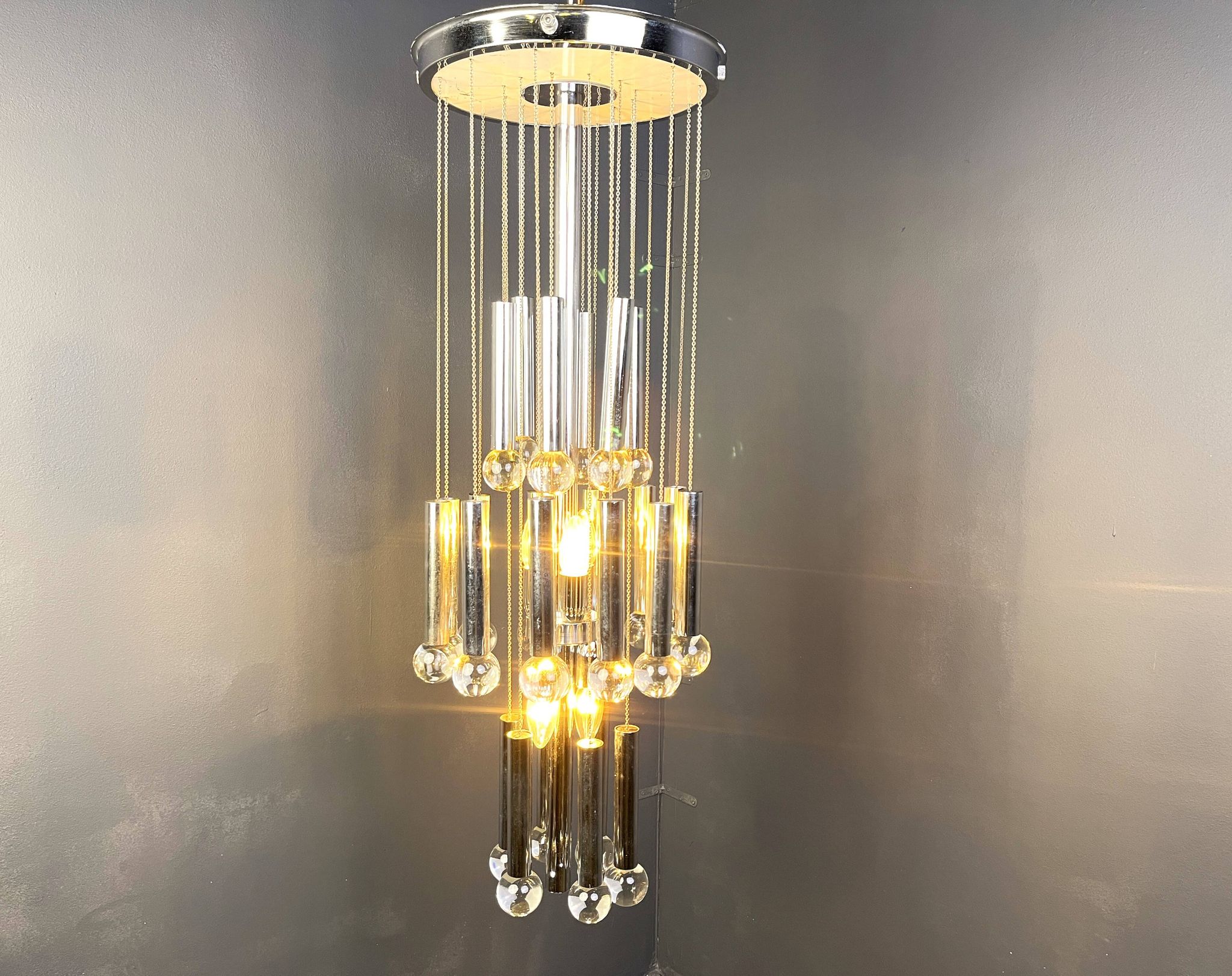 Lustre cascade chromé vintage, années 1970