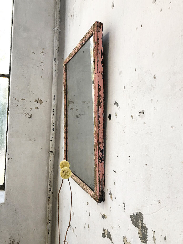 Pink patinated mirror 19th 54x70cm