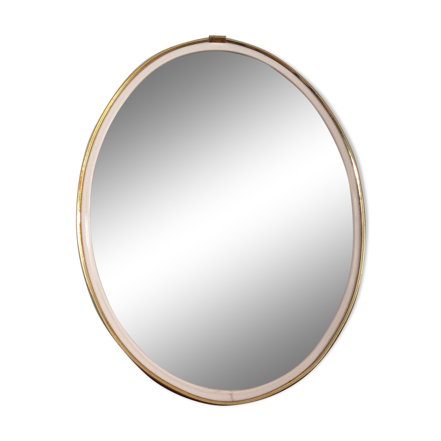 Free-form oval sheathed mirror from the 60s and 70s
