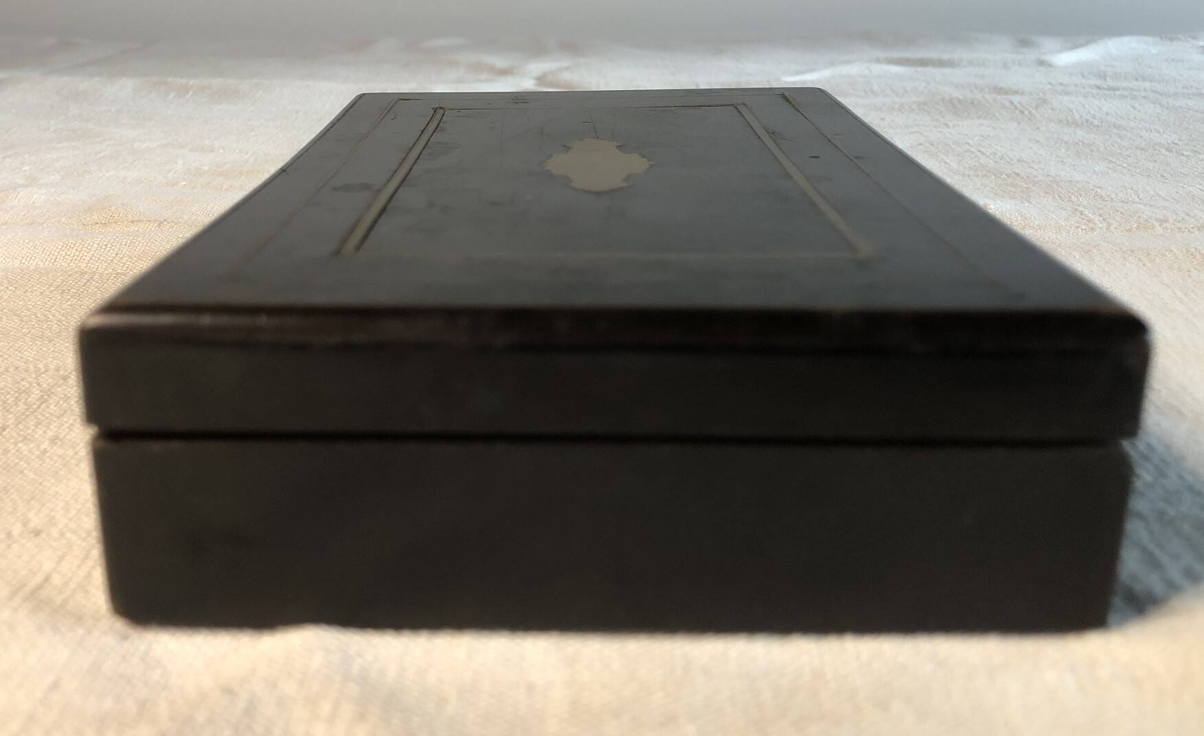 Vermeil (gilded silver) spoons in black wooden box
