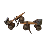 Wooden and metal roller skates